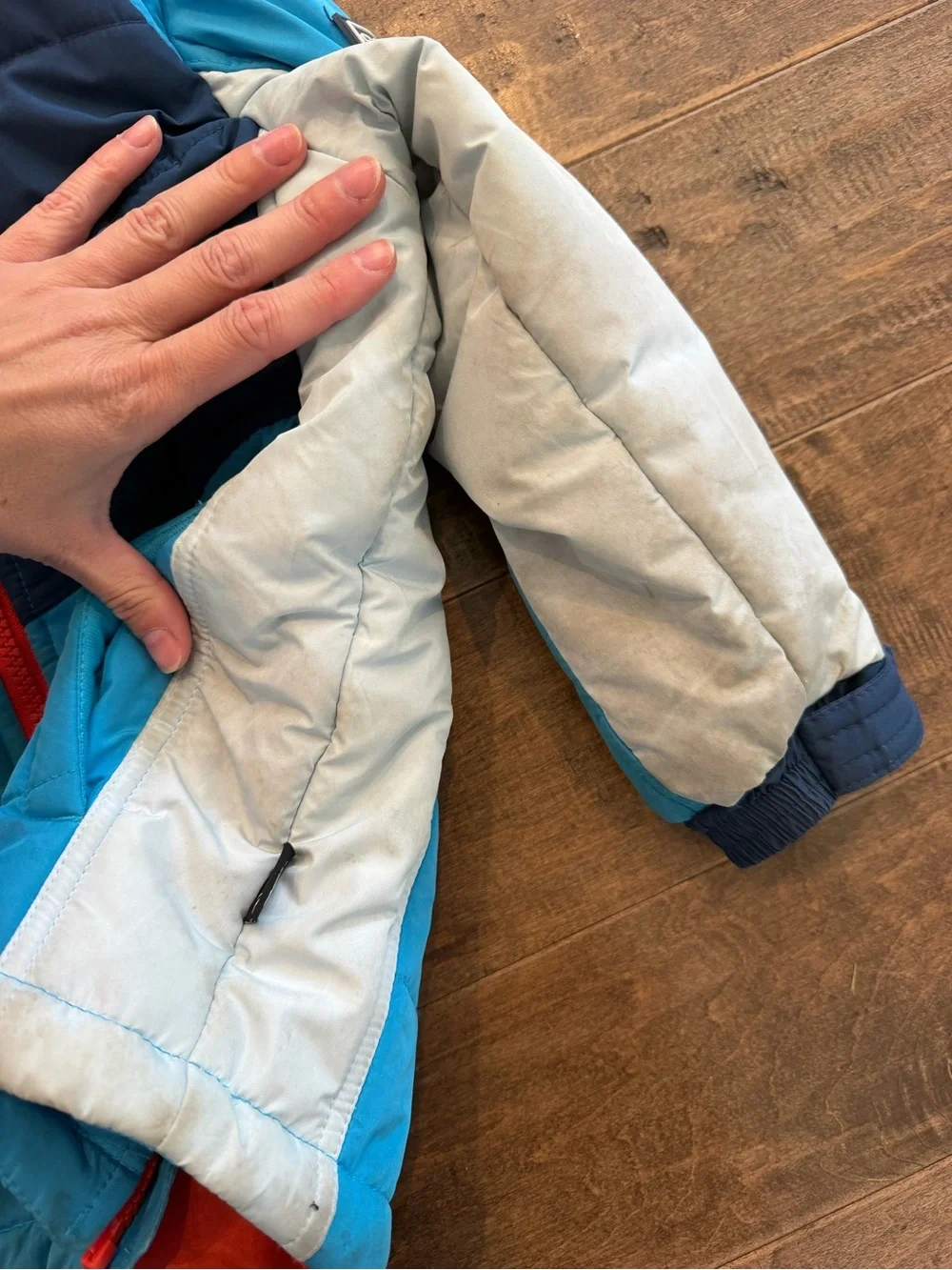 Boys SPYDER Colorblock Hooded Puffer Jacket - Blue, Navy, White